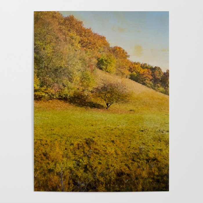 Vintage autumn countryside landscape Poster