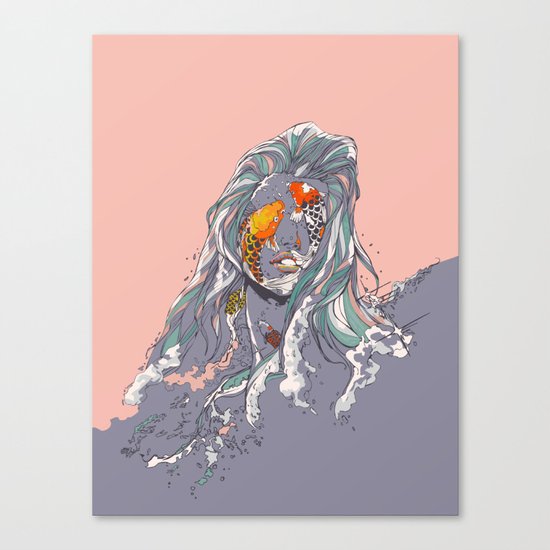 Koi and Raised Canvas Print