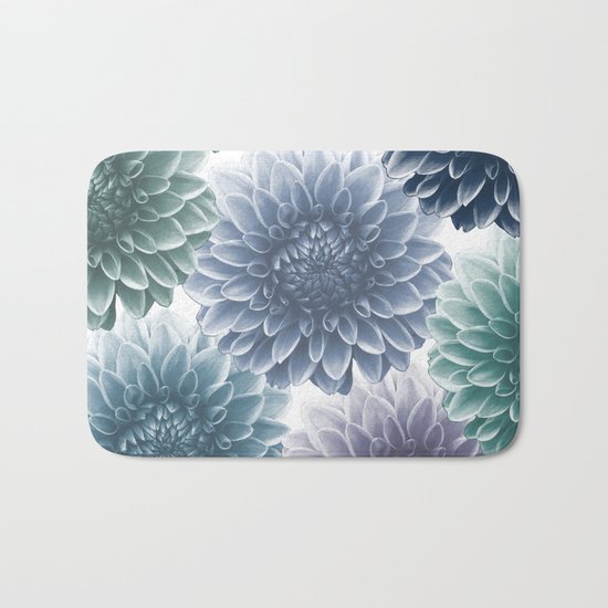 BLUE DAHLIAS Bath Mat