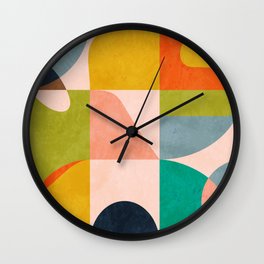 mid century abstract shapes spring I Wall Clock