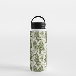 Bigfoot / Sasquatch Toile de Jouy in Forest Green Water Bottle