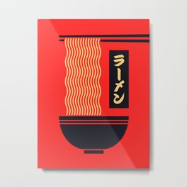 Ramen Minimal - Red Metal Print