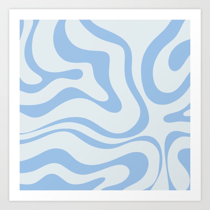 Soft Liquid Swirl Abstract Pattern Square in Powder Blue Art Print