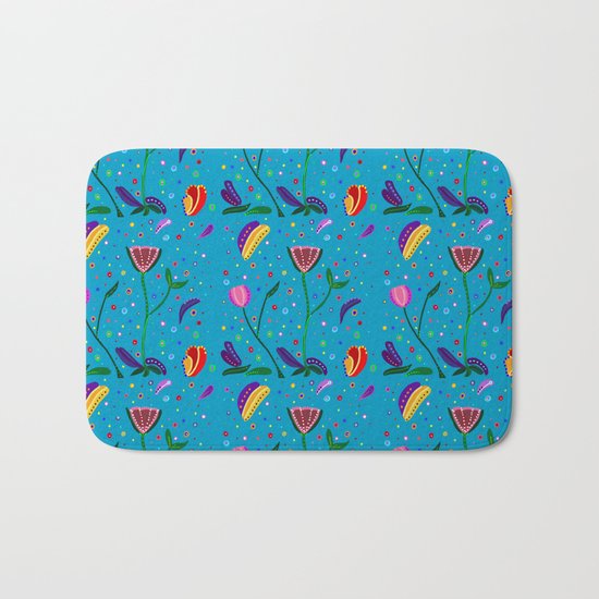 Flowers at Dusk, original art, repeated Bath Mat