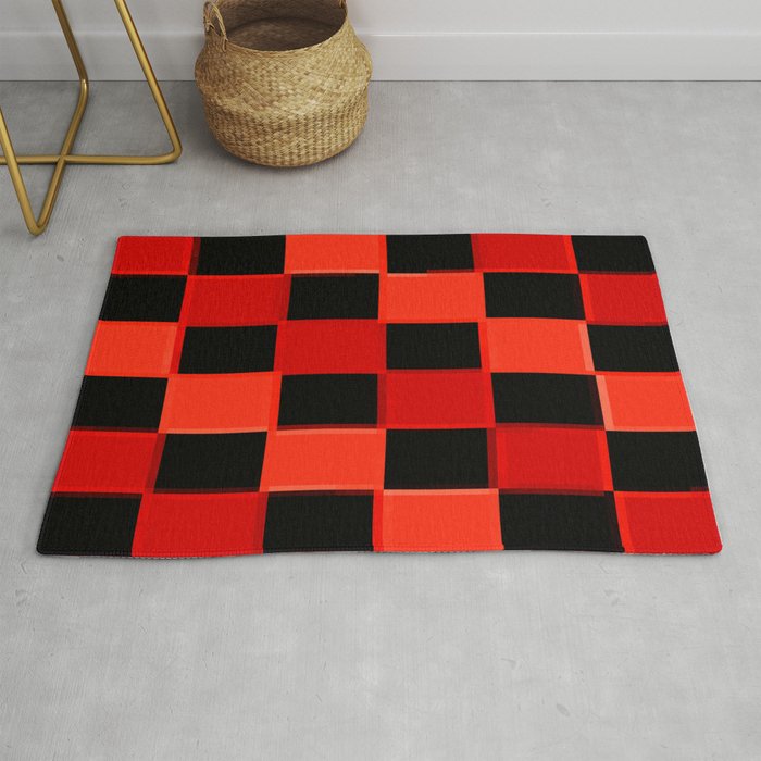 Red Black Checkers Checkerboard Rug By Vintageby2sweet Society6