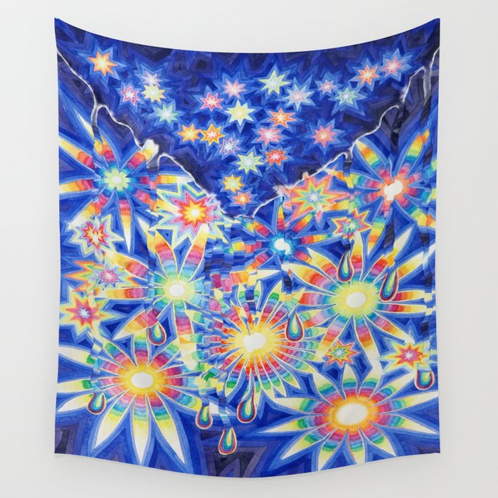 Lights in the rain Wall Tapestry