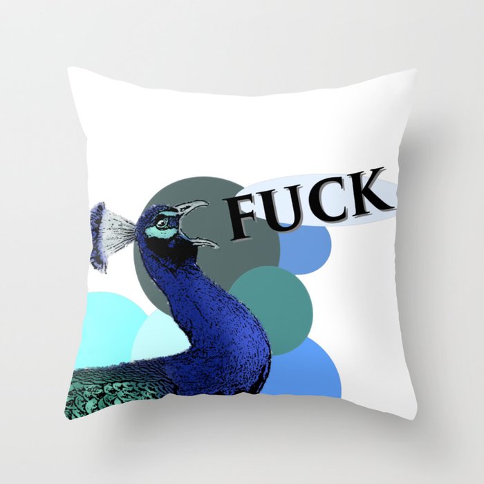 Profanity Peacock Throw Pillow
