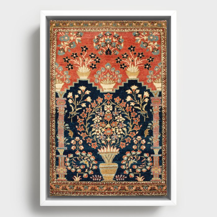 Kashan Poshti  Antique Central Persian Rug Print Framed Canvas