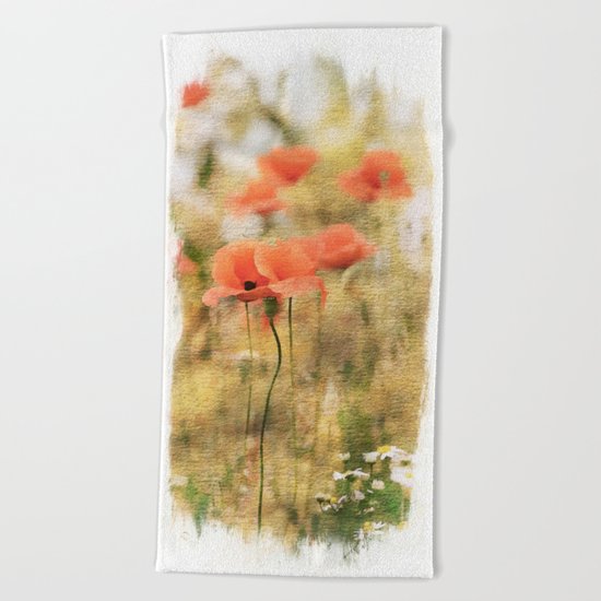 Poppy meadow - photoadaption Beach Towel