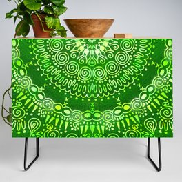 Bright Grass Green Mandala Credenza