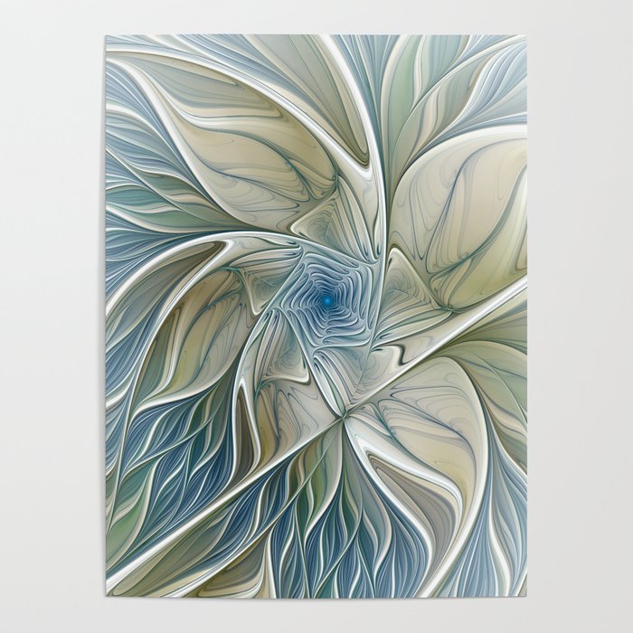 A Floral Dream, Abstract Modern Fractal Art Flower Poster