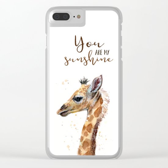 You Are My Sunshine Giraffe Nursery Animals Watercolor Art Clear iPhone Case