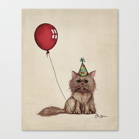 Balloon Love: Kitty Celebration Canvas Print