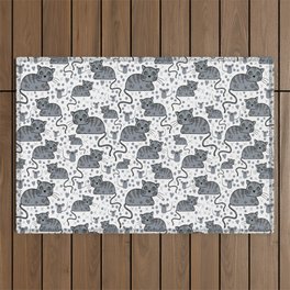 Cute Tabby cat and mouse pattern Outdoor Rug