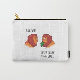 Leo In Love Vegan Funny Carry-All Pouch | Love, Lions, Funny, Graphicdesign, Veganjokes, Inlove, Lion, Vegan, Vegetarian, Veganfunny 