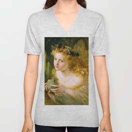Portrait of a Fairy by Sophie Anderson V Neck T Shirt