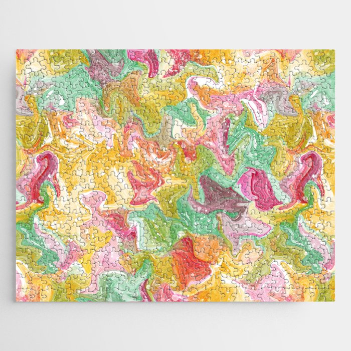 Bright pastel abstract art, sunny watercolor bloom Jigsaw Puzzle