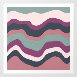 Retro Waves - Pink and Green Art Print