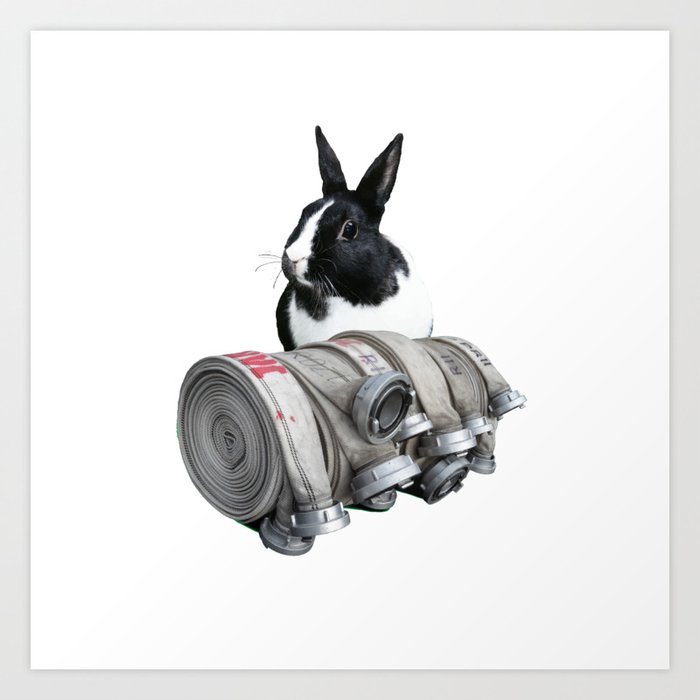 Fire Hose Bunny Rabbit Firehose fireman  #rabbit #bunny           Art Print