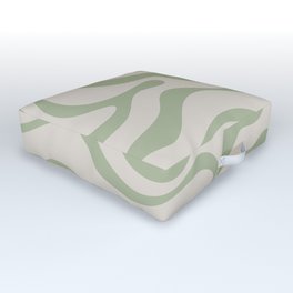 Liquid Swirl Abstract Pattern in Almond and Sage Green Outdoor Floor Cushion