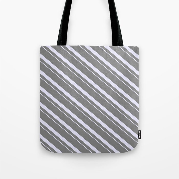 Grey & Lavender Colored Lines/Stripes Pattern Tote Bag