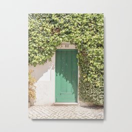 The Green Door in Cascais | Overgrown House in Portugal Art Print | Colorful Botanical Travel Photography Metal Print | Color, Tree, Green, Front, Photo, Sun, Summer, Door, Plant, Entry 