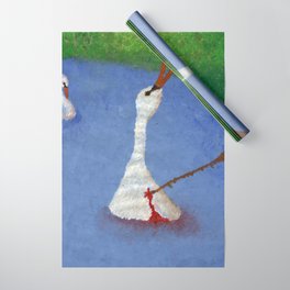A Swan hurt in the water - Acrylic Nature Drawing Wrapping Paper