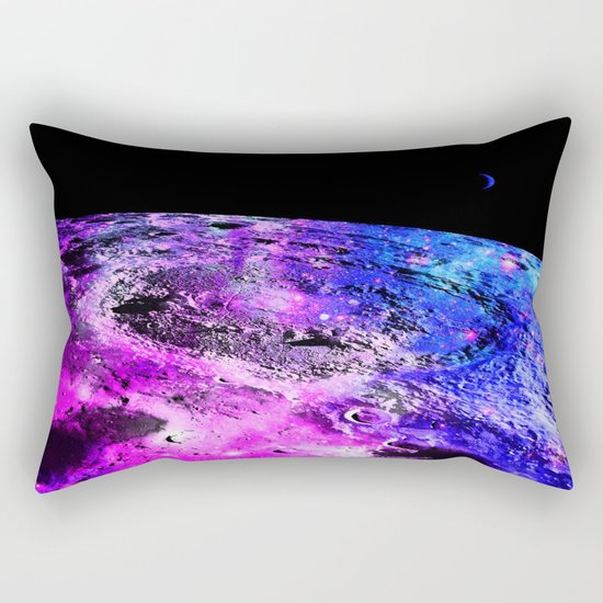 Purple Blue Galaxy Moon Rectangular Pillow