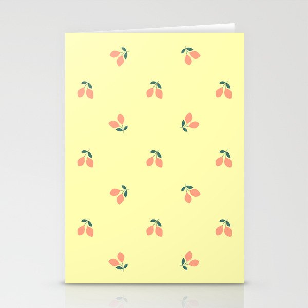 Bohemian Hand Drawn Bright Yellow and Peach and Floral Print Stationery Cards