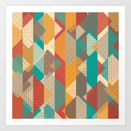 Geometric Geek Pattern - Squares, Stripes, Grids Art Print