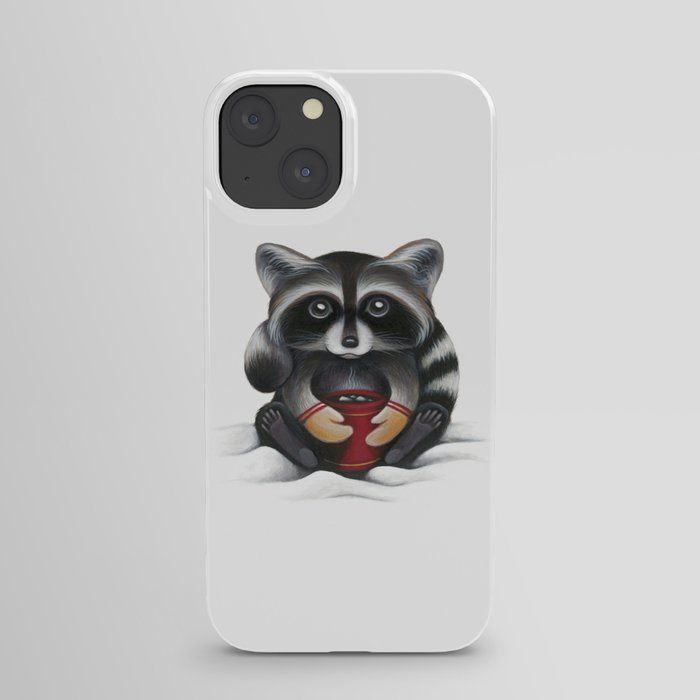Raccoon with Hot Chocolate iPhone Case