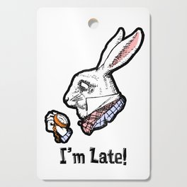 I'm Late! The White Rabbit from Alice in Wonderland black & white version Cutting Board
