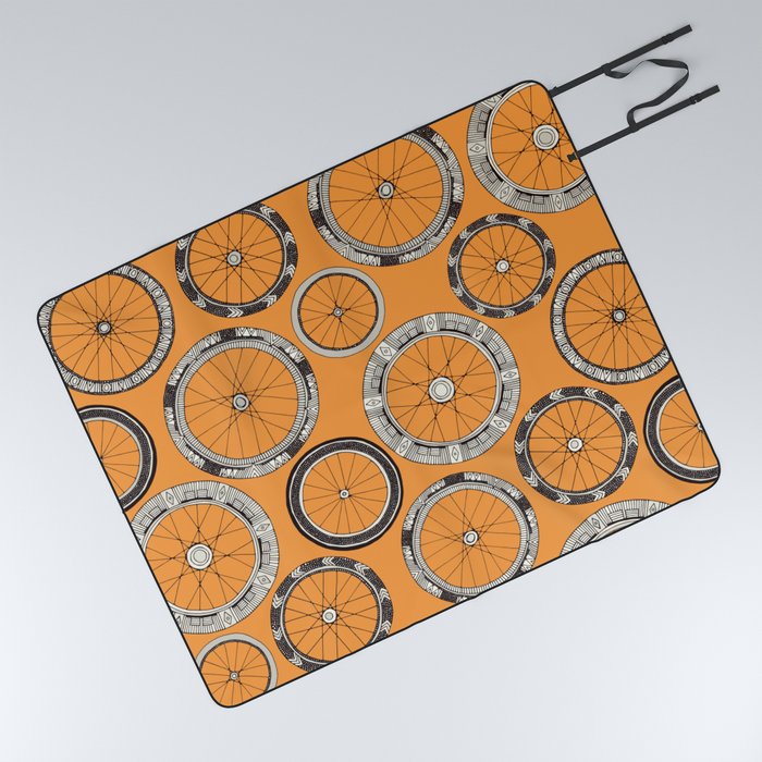 bike wheels amber Picnic Blanket