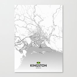Kingston, Jamaica - Light City Map Canvas Print