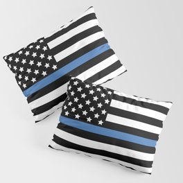 Blue Thin Flag Police Law Enforcement Flag Pillow Sham