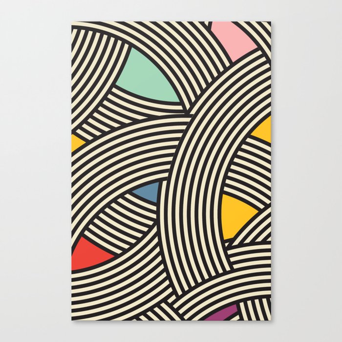 Modern Scandinavian Multi Colour Color Curve Graphic Canvas Print by ...