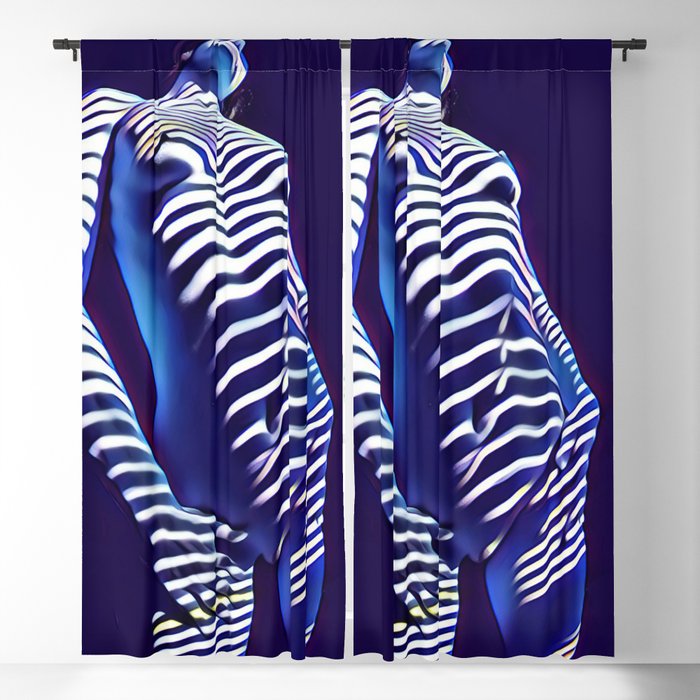 1593s-AK Blue Nude Standing Before Window Blinds Blackout Curtain
