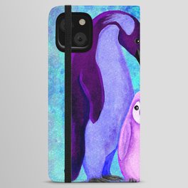 Purple Penguin Family iPhone Wallet Case