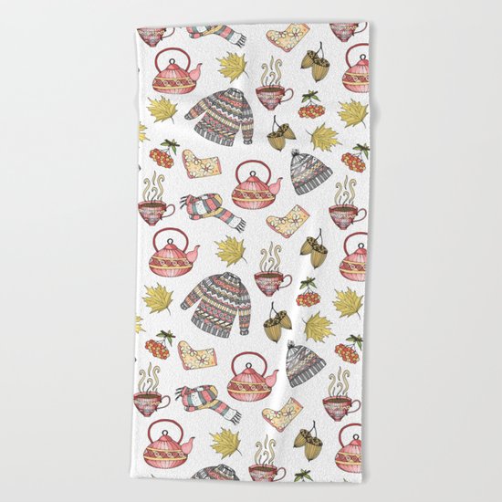 Autumn pattern Beach Towel