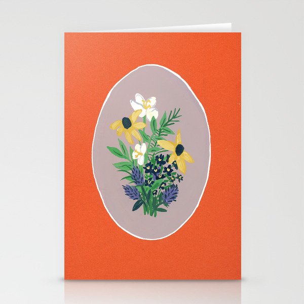Orange Floral Vignette  Stationery Cards