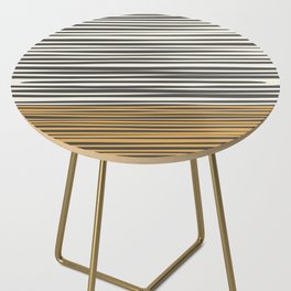 Natural Stripes Modern Minimalist Colour Block Pattern in Charcoal Grey, Mustard Gold, and Beige Cream Side Table
