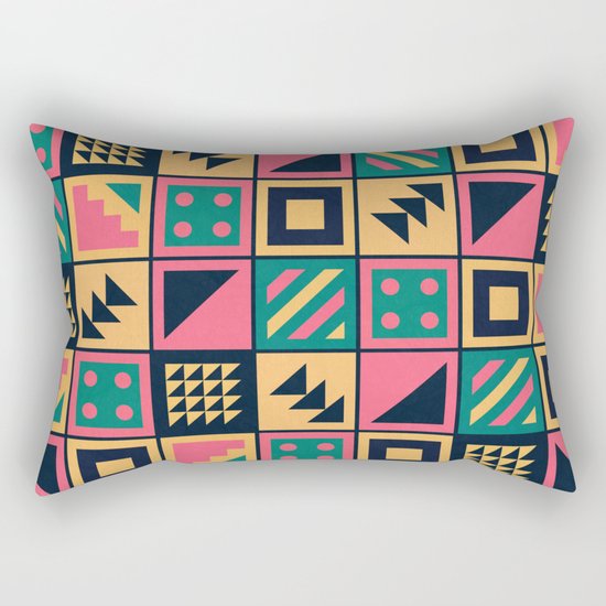 Colorful Geometric Floor Tile Pattern Rectangular Pillow