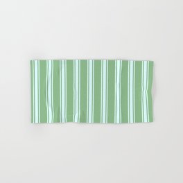 [ Thumbnail: Dark Sea Green and Light Cyan Colored Pattern of Stripes Hand & Bath Towel ]