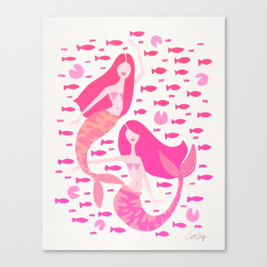 Koi Mermaids – Pink Palette Canvas Print