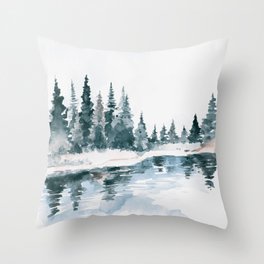 Mountain River Throw Pillow
