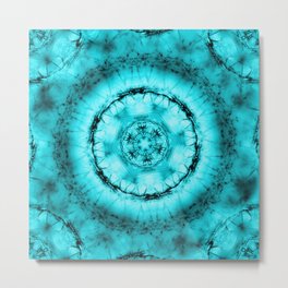 Sacred kaleidoscope in teal blue Metal Print | Magical, Sacred Geometry, Abstract, Bold, Fractal, Mysterious, Symmetry, Mandala, Aqua, Unusual 