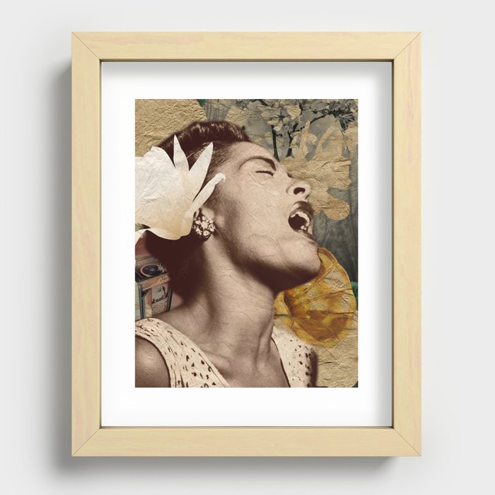 Billie Holiday Vintage Mixed Media Art Collage Recessed Framed Print