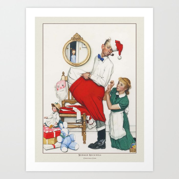 Vintage Christmas Poster-Christmas Card-Norman Rockwell 3. Art Print