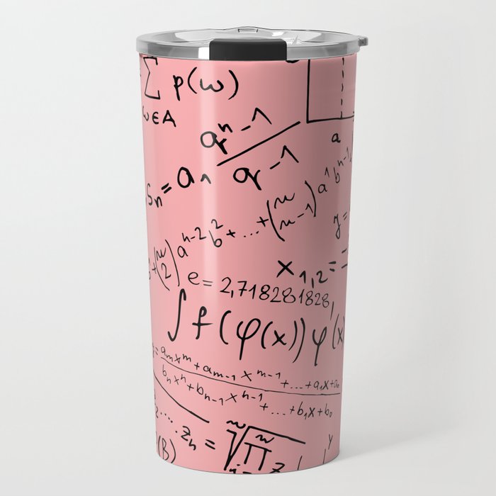 Math Equation On Pink Background Pattern Travel Mug