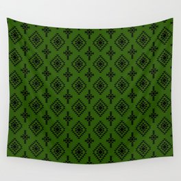 Green and Black Native American Tribal Pattern Wall Tapestry